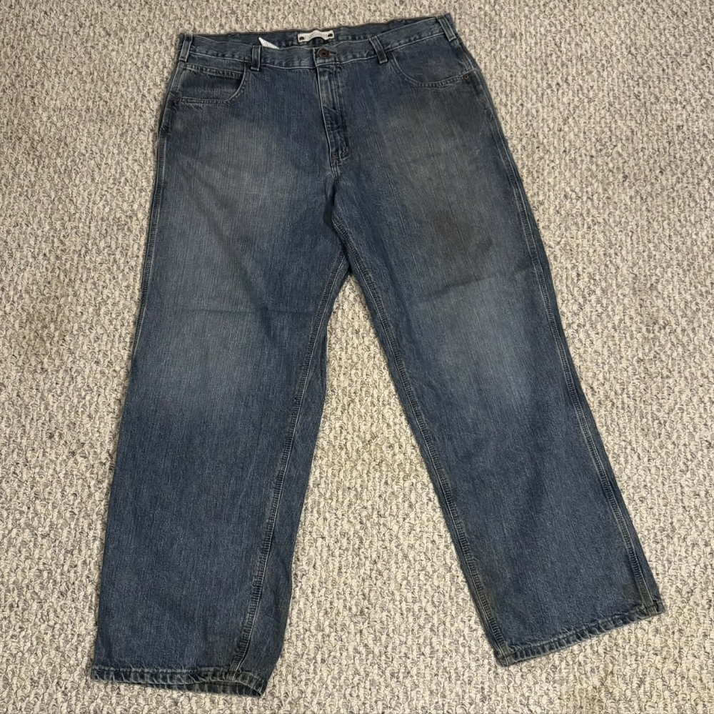 Carhartt B189 LVN Loose Fit Jeans 42X34 Medium Wash Blue Denim Workwear Chore